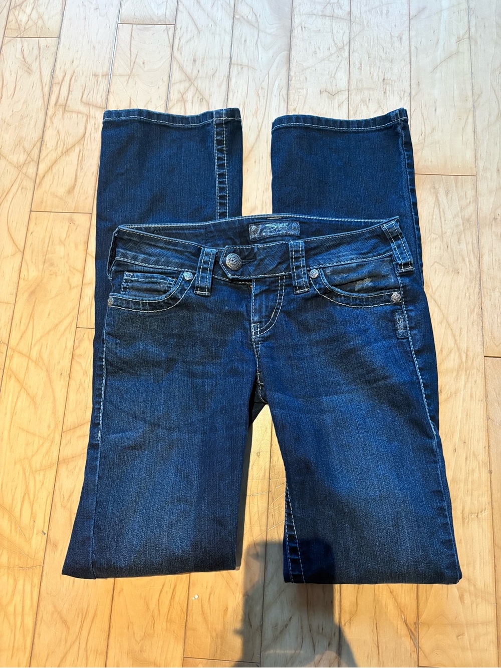 Ultra low rise boot cut denim